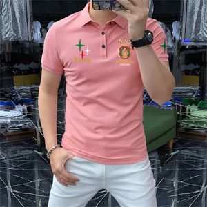 2023 Yeni Stil Erkek Gömlek Tasarımcısı Tişört Tişört High Street Nakış Düz Renkli Yakel Polos Baskı Üst Kalite Cottom Giyim Tees