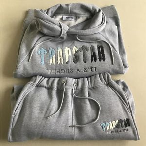 Erkeklerin Trailsits Nakış Trapstar Erkek Kadın Sweatshirt Sweatpants 2 Parça Set Sport Fitness Hoodies Takip Takım Egzersiz Jogging Hooded Top 230309