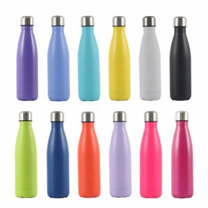 Water Bottles 500ml Double Wall Stainles Steel Water Bottle Thermos Bottle Keep and Cold Insulated Vacuum Flask for Sport 230309