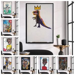 Basquiat abstract art painter works Street graffiti style poster hanging painting Frameless canvas painting core