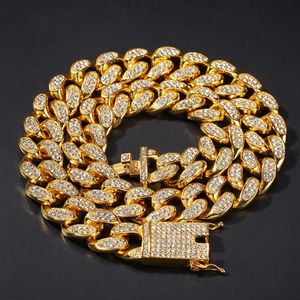 20MM Miami Cuban Link Chain Heavy Thick Necklace For Mens Bling Bling Hip Hop iced out Gold Silver rapper chains Women Hiphop Jewe239v