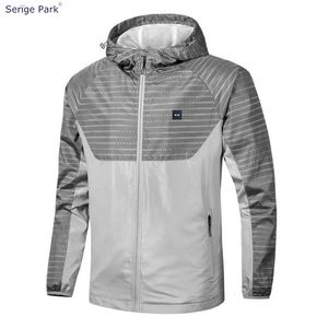 Jaquetas masculinas Serige Park Four Seasons jaqueta fina com capuz arco de luxo ao ar livre casaco esportivo zip cardigan casual jogger top 230309