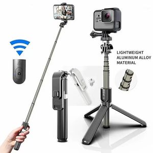 L03 Portable Kablosuz Bluetooth Selfie Stick IOS Android iPhone 14 Pro GoPro Kameralar için Tripod Uzatılabilir Katlanabilir Monopod ile