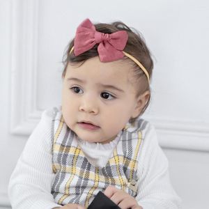 Hårtillbehör barn båge huvudbonad ren linne knut pannband supermjukt icke-märkande tyg söt multicolor corduroy