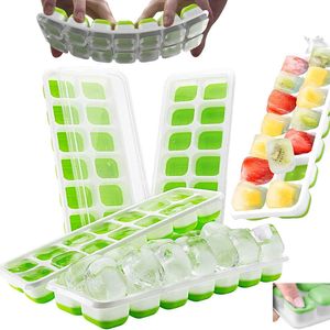 Ferramentas de sorvete Moldes de gelo molduras de gelo silicone com tampa para acessórios de cozinha Jelly Mold Ice Cube Bandeja de silicone cubetera Hielo Silicona Z0308