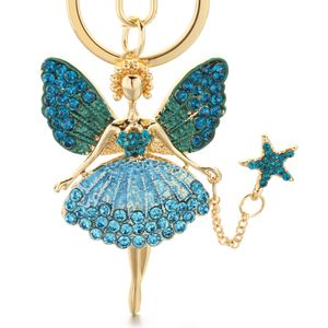 Nyckelringar vackra strass kristall nyckelkedja utsökt ängel tjej nyckelring nyckelring hållare väska pendell tillbehör söta kvinnor k403 ny
