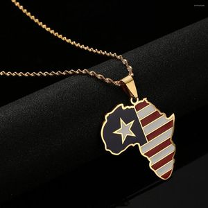 Pendant Necklaces Trendy Enamel Unisex Africa Liberia Maps Flag For Women Chain Jewelry