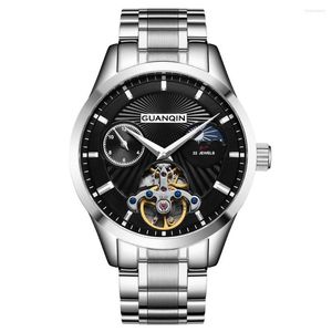 Orologi da polso GUANQIN 2023 Orologio da uomo Top automatico luminoso Mens Clock Hollow Tourbillon impermeabile meccanico Montre Homme