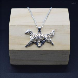 Pendant Necklaces Elfin Trendy English Setter Gold Color Silver Dog Jewellery Women Men