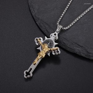 Anhänger Halsketten Klassische Mode Edelstahl Katholische Jesus Kreuz Halskette Für Männer Frauen Religiöse Amulett Schmuck Geschenk