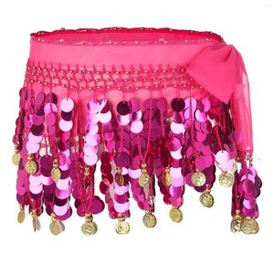 Stage Wear Womens Belly Dance Performance Skirt Glitter Sequin Tassel Lace-up Hip Scarf Party Prom Carnival Tango Show Dancewear