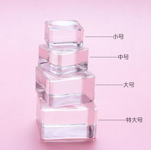 Falska ögonfransar 100st Stand Lime Pad 4 Size Holder Adhesive Pallet Paste Makeup Tool Square Crystal Glass Packning Eyelash