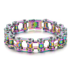 13 mm tung regnbåge rostfritt stål motorcykel cykelkedja armband män kvinnor guld svart cykel cyklist armband armband hiphop smycken