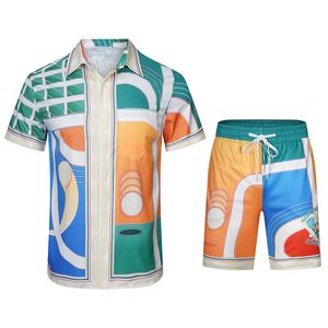 2023 Mens Casual Tracksuits Men Shirt and Shorts Set New Summer Casual Printed Hawaiian Shirt Short Male Printing Dress Suit Sets Plus M-3XL