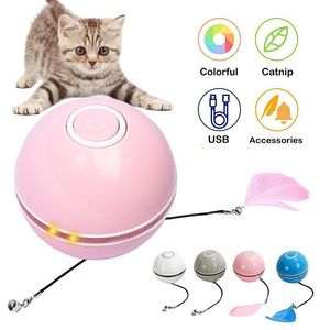 Cat Toys Colorful LED Smart Electric Magic Roller Ball USB Interactive Motion Selffling uppladdningsbar 230309