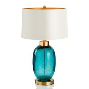 Table Lamps Mediterranean Sea Blue Glass Lamp For Foyer Bed Room Apartment Romantic Modern Desk Light H 66cm 1935