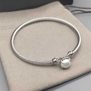 Dy love bangle designer bracelets Gold Cable Series Ins Personality Copper Prong Setting Simple White Women Inlaid Original edition