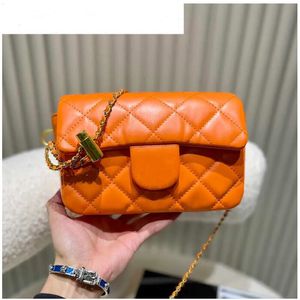 CC Bag Luxury Brand Shoulder Bags 22p Classic Quilted Mini Flap Crush Rectangular Påsar äkta läder 10 färger Crossbody Axel kosmetiska handväskor utomhus SA