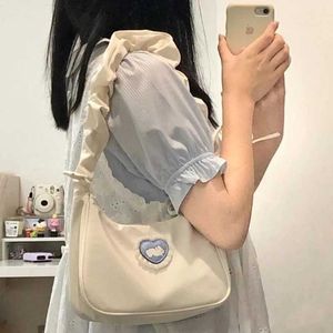 Bolsas de ombro Kawaii Bolsas para mulheres Coração Rabbit fofo Lolita Bag 2023 Autumn Trendyol Lace Casual String Feminino 230309