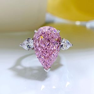 Fine 11*17mm pembe moissanit elmas yüzük% 100 gerçek 925 STERLING Gümüş Partisi Aly Band, Kadın Nişan Takı için