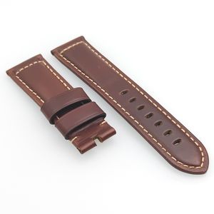 Faixa de couro de bezerro de bezerro marrom de 24 mm de 24 mm para Pam Wirst Watch