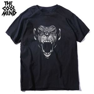 Erkek Tişörtler Coolmind% 100 Pamuk Yaz Serin Maymun Erkekler Tshirt Sıradan Yaz Gevşek Erkekler Tişört Erkek O-Gell T-Shirt Tee Fil