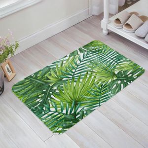 Carpets Palm Leaves Tropical Jungle Plant Green Kitchen Doormat Bedroom Bath Floor Carpet House Hold Door Mat Area Rugs Home Decor