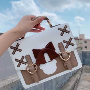 Bolsas de ombro harajuku lolita mulheres japonesas kawaii bowknot feminina mensageira fofa feminina bolsa 2023 bolsa de sacola 230309