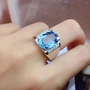 Cluster Rings Men Ring Natural And Real Topaz Wedding Engagement Fine Jewelry Wholesale 925 Sliver