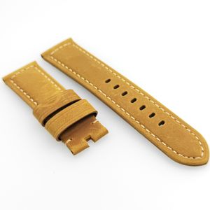 24 mm Yellow Nubuck Calf Leather Band 22 mm Pin Buckle lug Strap Fit For PAM PAM 111 Wirst Watch