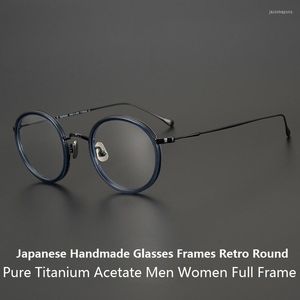 Solglasögon ramar japanska handgjorda rena titanglasögon ram kmn139 retro runda klassiska modemän kvinnor full myopia glasögon glasögon