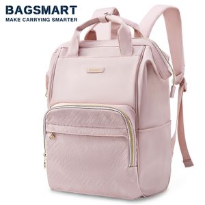 Torby szkolne Bagsmart marka 50L Laptop Laptop plecak wodoodporny Kobiety mężczyźni Travel Business Bag plecak Pink Black School plecak 230309