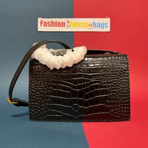 고품질 플랩 가방 고급 디자이너 핸드백 SUNSET 원래 가죽 여성 어깨 가방 패션 중간 crossbody 가방