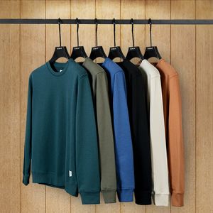 Mens hoodies tröjor Kuegou Autumn Fashion Casual For Men Sweatshirt BASIC SOLID Color High Quality Streetwear Top Plus Size 60025 230308