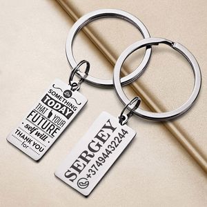 Key Rings 15*30mm Mirror Polishing Customized Name Personalized Stainless Steel Keychain Inspirational Graduation Gift Keyring P012