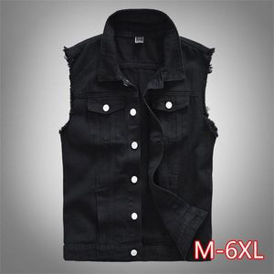 Men's Vests Cotton Jeans Sleeveless Jacket Vest Men Plus Size 6XL Black Denim Male Cowboy Outdoors Waistcoat