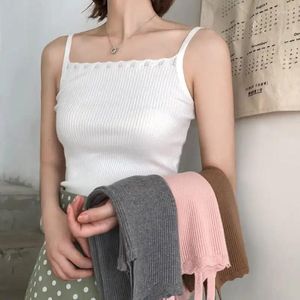 Women's Tanks Summer Camis Crop Top For Girls Sexy Halter Knitting Vests Tube Tops Aesthetic Crochet Women's Clothing And