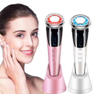 Face Care Devices 5 in 1 EMS Cool Massager LED Light Therapy Sonic Vibration Wrinkle Removal Skin Tightening Face Care Beauty Device 230308