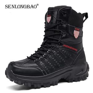 Botas de botas Militar Botas Táticas Militares de Couro Impermeável Desert Combate Combate Torno