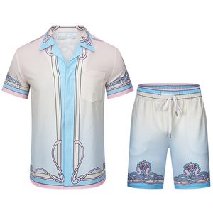 Mens Casual Tracksuits Men Shirt and Shorts Set New Summer Casual Printed Hawaiian Shirt Short Male Printing Dress Suit Plus M-3XL