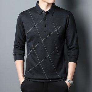 القمصان العلامة التجارية للرجال Polos Browon للملابس 2023 Autumn Business قميص غير رسمي طويل الأكمام طباعة قمم منقوشة 230308