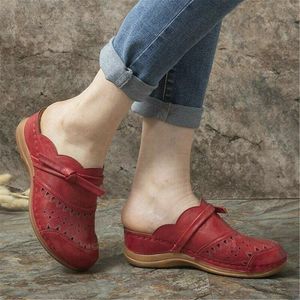 Kvinnor Casual tofflor Vintage 310 Läder Solid Color Sandals för Sy Comfort Soft Shoes Outdoor Beach Ladies Footwear 2024Slippers 2024