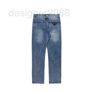 Men's Jeans Designer 2023 spring mens leisure brand luxury denim pants High temperature water free Butt pocket inverted triangle embroidery design blue C851