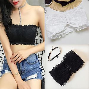 Bustiers Korsetts Frauen Sexy Sommer Trägerlosen BH Bandeau Lässige Spitze Wrap Tube Top Kurze Tanks Nahtlose Schwarz WhiteBustiers