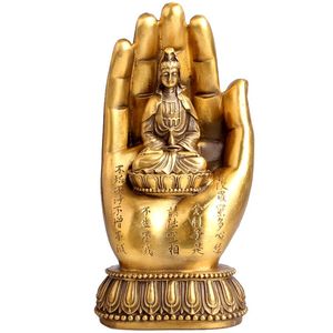 Decorative Figurines Objects & Pure Copper Buddha Hand Guanyin Ornaments Guan Yin Statue Buddhist Bodhisattva Home Decorations Avalokitesvar