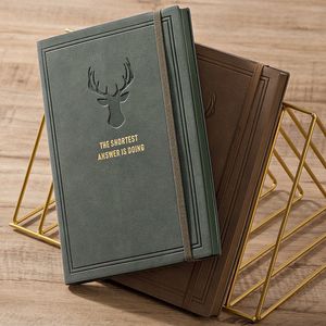 Anteckningar A5 Notebook Super Thick College Students Leather Face Notebook Retro Style Notepad Simple Diary Business Soft Leather Deer Head 230309