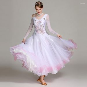 Palco use branco de alta qualidade de baile com competição de dança vestidos padrão vestidos modernos women waltz