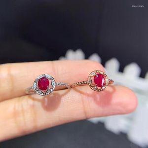 Кластерные кольца Ruby Gemstone Кольцо для женщин ювелирные изделия натуральный драгоценный камень Real 925 Серебряное золото.