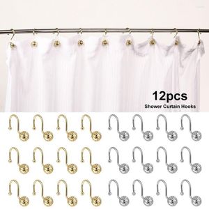 Bath Accessory Set Silver/Gold Bling Of 12 Luxury Quality Curtain Pothook Rings Shower Hooks Hangers Hollow Ball