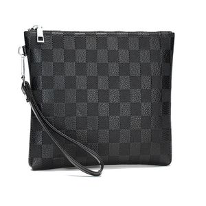 Lyxkoreanska män Designer Plaid läderkopplingar Väskor Högkvalitativa långa plånböcker för handväska Business Male Clutch Bag Women Envelope280Q